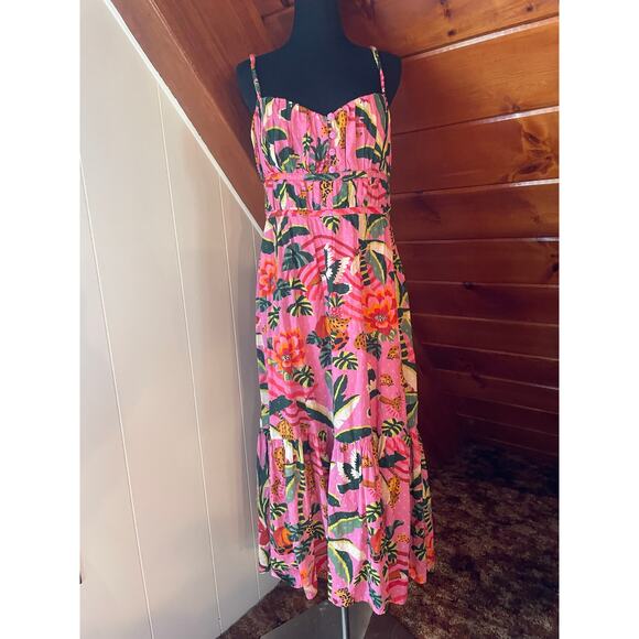 NWT Farm Rio Leopard Forest Cotton Backless Midi Dress sz XL - Picture 2 of 10